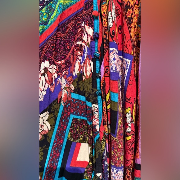 FREE PEOPLE MAXI DRESS WOMEN M Travel Vacation Boho Multicolor Button - Picture 7 of 16